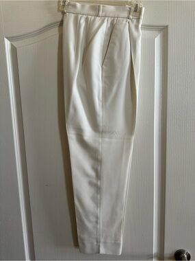 High-Waist Tailored White Tapered Dress Pants